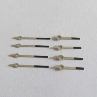 Ručičky na pánské hodinky Prim - stříbrné s černým koncem - nepoužité - 4 páry