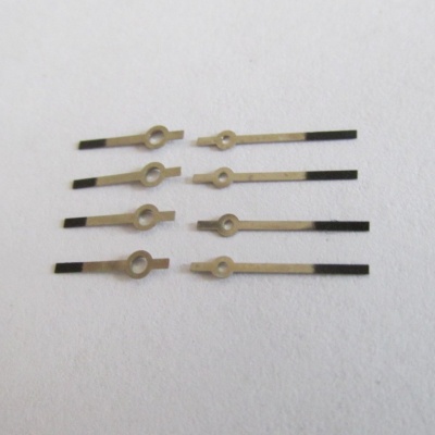 Ručičky na dámské hodinky Prim - zlaté s černým koncem - 4 páry - nepoužité