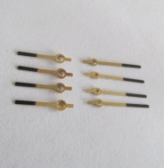 Ručičky na pánské hodinky Prim - zlaté s černým koncem - 4 páry - nepoužité