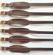 barexový řemen 12mm s podložkou, hnědý, zlacená spona - delší !!!