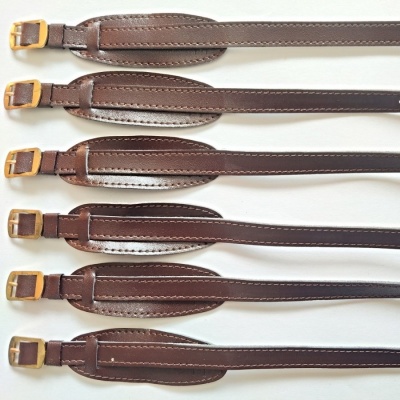 barexový řemen 12mm s podložkou, hnědý, zlacená spona - delší !!!