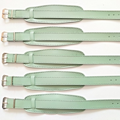 barexový řemen 14mm s podložkou, barva Pistácie, širší spona !!!