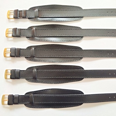 barexový řemen 14mm s podložkou, černý Barex, zlacená spona !!!