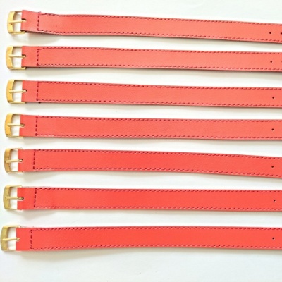 barexový řemen 14mm bez podložky, červeno-oranžový, zlacená spona