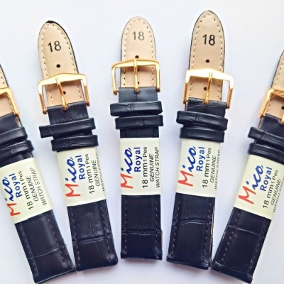 černý řemen Mico 18mm, vyšší varianta, zlacená spona !!!