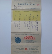 Záruční list 50 043 1