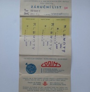 Záruční list 50 043 1