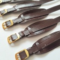 barexový řemen 12mm s podložkou, hnědý, zlacená spona - delší !!!