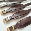 barexový řemen 12mm s podložkou, hnědý, zlacená spona - delší !!!