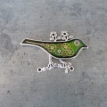 ZELENÝ PTÁČEK - brož z hodinek Prim, steampunk