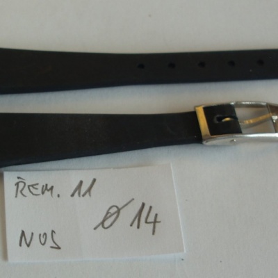 NOS silikonový řemínek č. 11 černý 14 mm se stříbrnou sponou