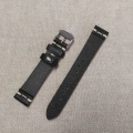 Černý kožený řemínek 18 mm, ručně šitý